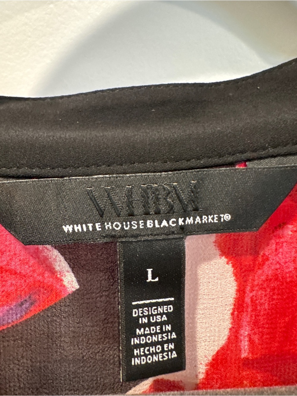 White House Black Market red/Black Sheer Blouse and Tank with Red Floral Print - Picture 5 of 10